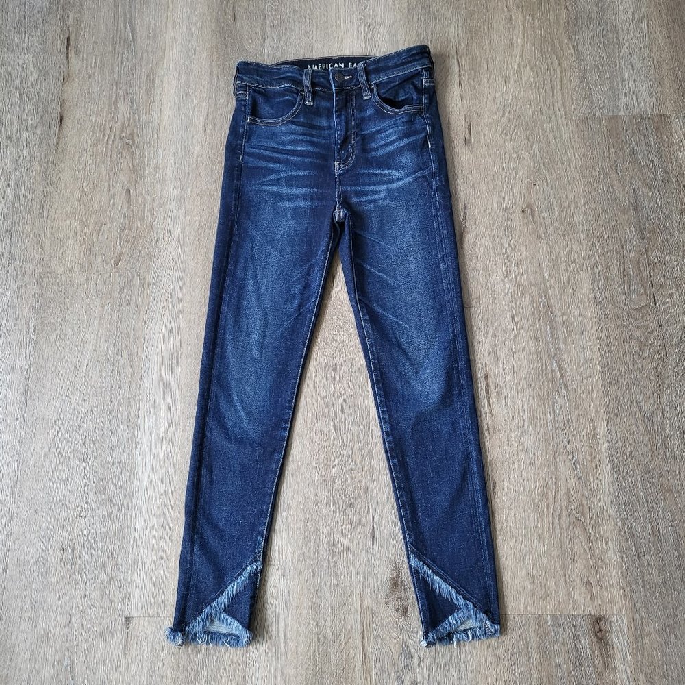 American Eagle Super Hi-Rise Skinny Crop Dark Wash Size 2